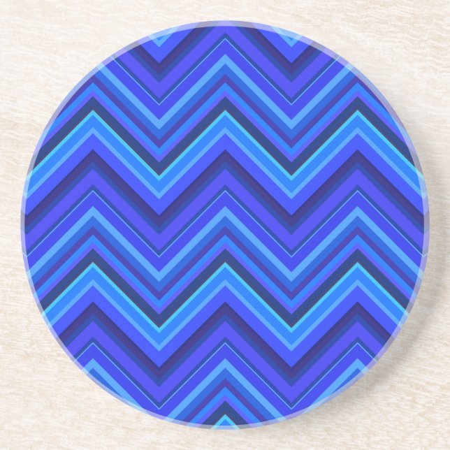 Posavasos Patrón zigzag de franjas azules (Frente)
