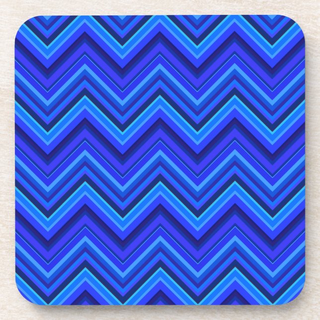 Posavasos Patrón zigzag de franjas azules (Frente)