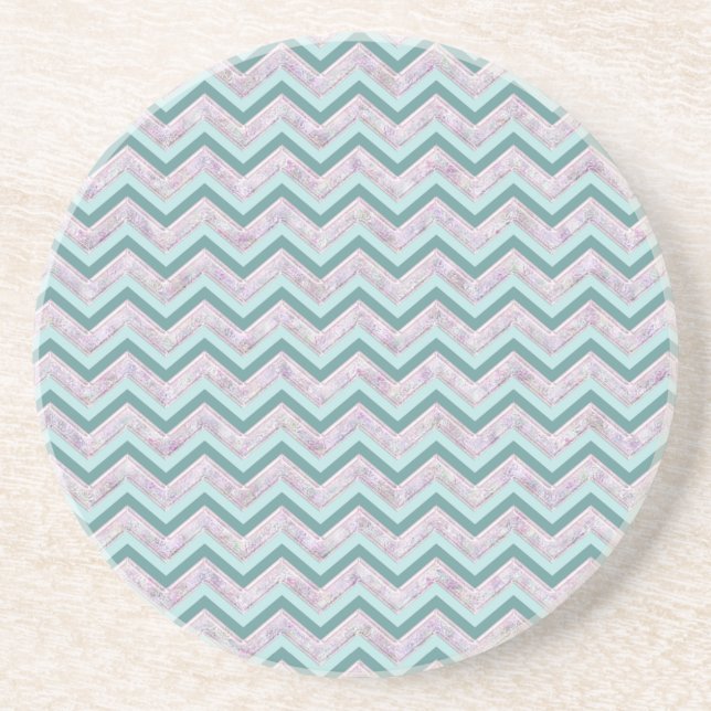 Posavasos Patrón ZigZag Verde azulado de Pearl Floral (Frente)