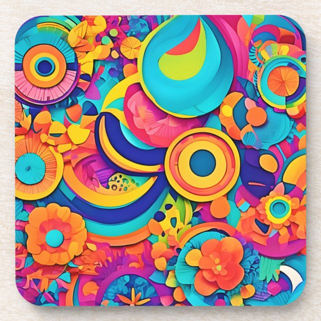 Posavasos Patrones Concéntricos coloridos (Frente)