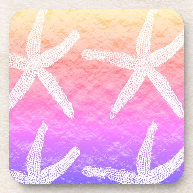 Posavasos Patrones de Estrella de Mar Blanca Purpura Dorada (Frente)