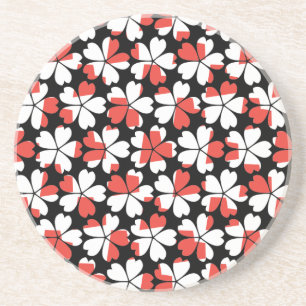 Posavasos Patrones de flores blancas rojas lisas