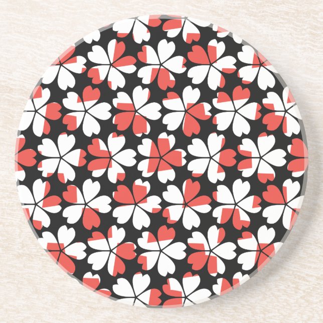 Posavasos Patrones de flores rojas blancas lindas (Frente)