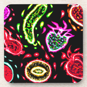 Posavasos Patrones de frutas tropicales de neón Art. Comprar