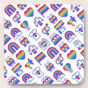 Posavasos Patrones de iconos de arcoiris coloridos