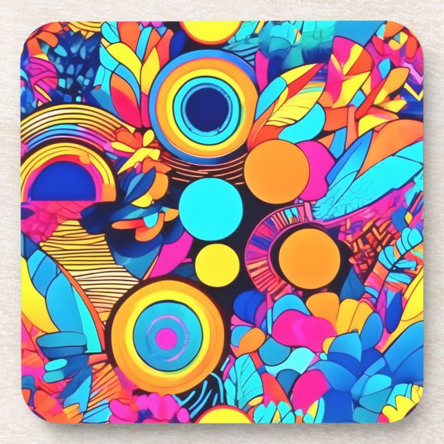 Posavasos Patrones de resumen geométrico vibrante (Frente)