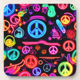 Posavasos Patrones de símbolos de Neon Peace