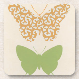 Posavasos Patrones decorativos de mariposas en fondo crema