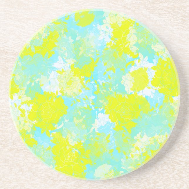 Posavasos Patrones florales azules japoneses (Frente)