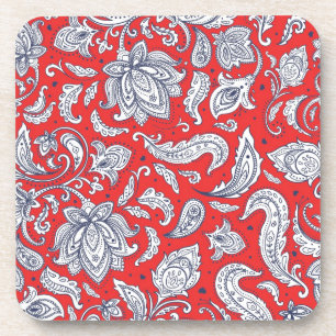 Posavasos Patrones rojos de flores de época