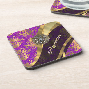 Posavasos patten damasco violeta personalizada por bonito