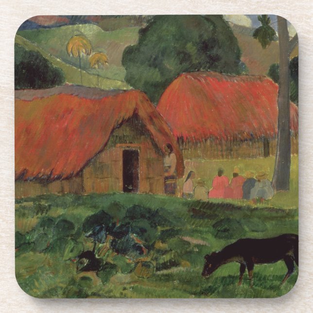 Posavasos Paul Gauguin el | las tres chozas, Tahití, 1891-92 (Frente)