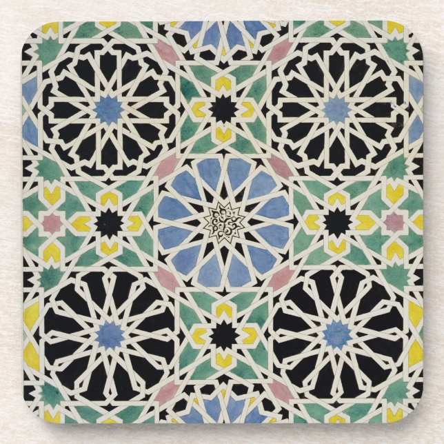 Posavasos Pavimento de mosaico en Alhambra, 'del árabe (Frente)