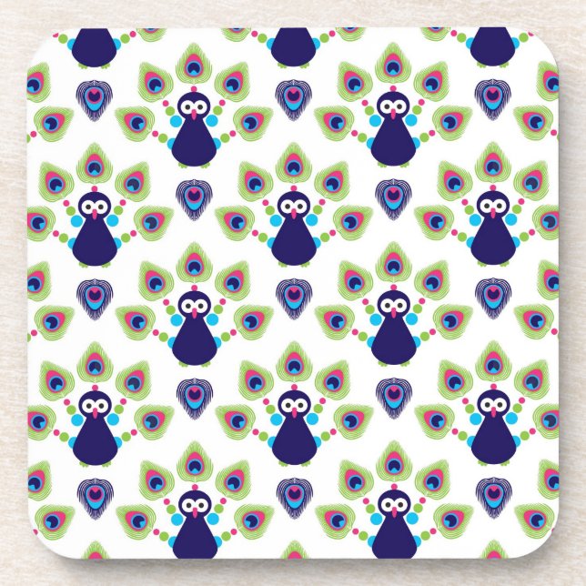 Posavasos pavo real exótico retro de la India (Frente)