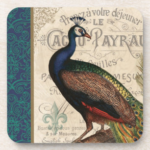 Posavasos pavo real francés vintage moderno