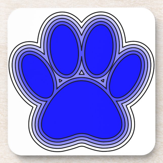 Posavasos Paw De Perro En Azul Con Brotes (Frente)