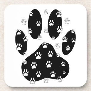 Posavasos Paws Blancos Sobre La Papelera Negra