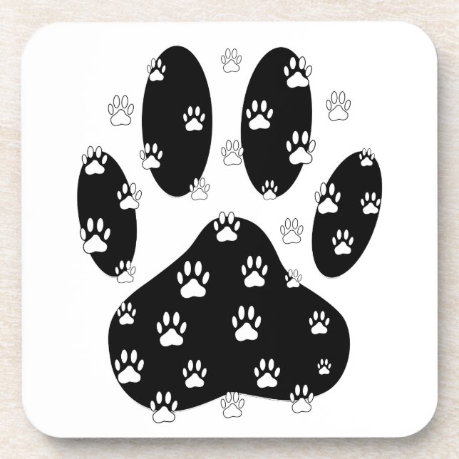 Posavasos Paws Blancos Sobre La Papelera Negra (Frente)
