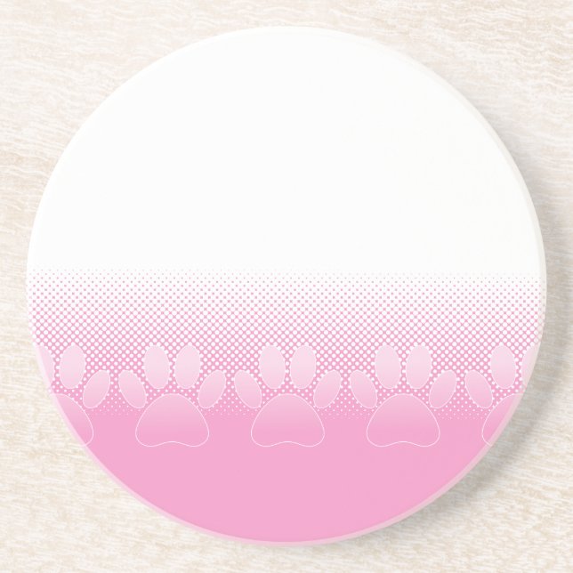 Posavasos Paws Rosados Y Blancos Con Fondo De Prensa (Frente)