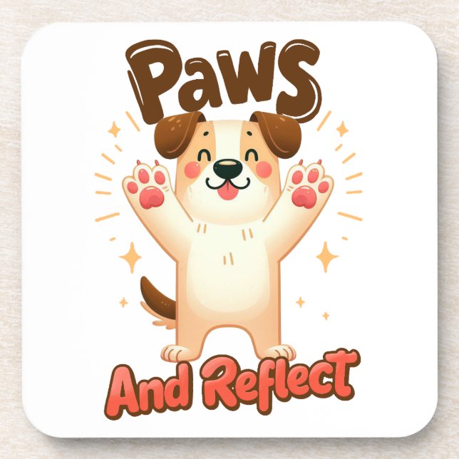 Posavasos Paws Y Refleja Perro Cuto (Frente)