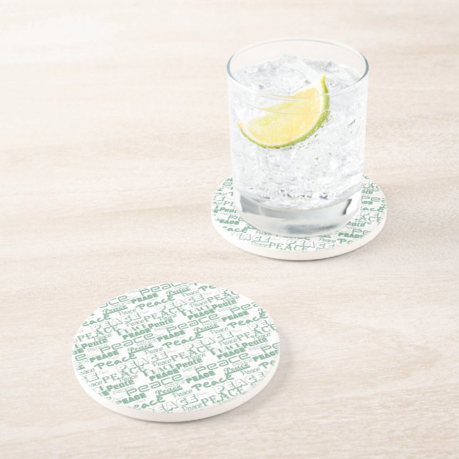 Posavasos Paz Inspiradora blanca verde (Lado)