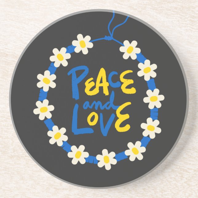 Posavasos Paz y amor Ucrania Flor Wreath Sandstone (Frente)