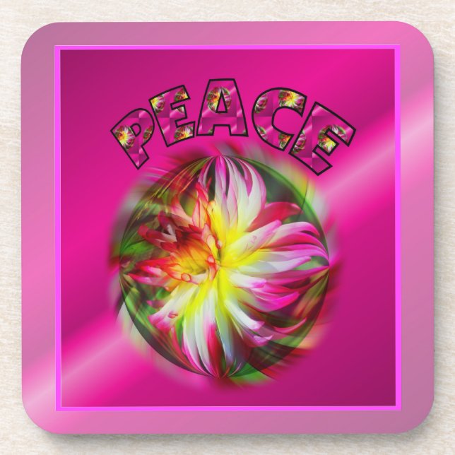 Posavasos Peace Dahlia Flower Inspirador Coaster Set (Frente)
