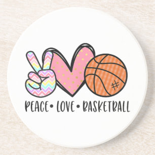 Posavasos Peace Love Basketball Heart for Women Adolescentes