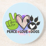 Posavasos Peace Love Dogs Coaster – Boho Pet Lover Gift<br><div class="desc">Peace, love, and paw prints—this coaster brings all three to your tabletop with style. Featuring a bold green peace sign, a soft watercolor heart, and a playful paw print, this dog-themed design is perfect for pet lovers, dog moms and dads, or anyone who believes in spreading kindness and canine joy....</div>
