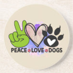 Posavasos Peace Love Dogs Coaster – Boho Pet Lover Gift<br><div class="desc">Peace, love, and paw prints—this coaster brings all three to your tabletop with style. Featuring a bold green peace sign, a soft watercolor heart, and a playful paw print, this dog-themed design is perfect for pet lovers, dog moms and dads, or anyone who believes in spreading kindness and canine joy....</div>