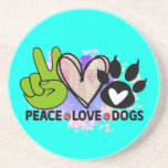 Posavasos Peace Love Dogs Coaster – Boho Pet Lover Gift<br><div class="desc">Peace, love, and paw prints—this coaster brings all three to your tabletop with style. Featuring a bold green peace sign, a soft watercolor heart, and a playful paw print, this dog-themed design is perfect for pet lovers, dog moms and dads, or anyone who believes in spreading kindness and canine joy....</div>