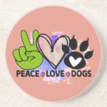 Posavasos Peace Love Dogs Coaster – Boho Pet Lover Gift<br><div class="desc">Peace, love, and paw prints—this coaster brings all three to your tabletop with style. Featuring a bold green peace sign, a soft watercolor heart, and a playful paw print, this dog-themed design is perfect for pet lovers, dog moms and dads, or anyone who believes in spreading kindness and canine joy....</div>