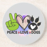Posavasos Peace Love Dogs Coaster – Boho Pet Lover Gift<br><div class="desc">Peace, love, and paw prints—this coaster brings all three to your tabletop with style. Featuring a bold green peace sign, a soft watercolor heart, and a playful paw print, this dog-themed design is perfect for pet lovers, dog moms and dads, or anyone who believes in spreading kindness and canine joy....</div>
