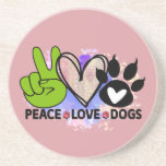 Posavasos Peace Love Dogs Coaster – Boho Pet Lover Gift<br><div class="desc">Peace, love, and paw prints—this coaster brings all three to your tabletop with style. Featuring a bold green peace sign, a soft watercolor heart, and a playful paw print, this dog-themed design is perfect for pet lovers, dog moms and dads, or anyone who believes in spreading kindness and canine joy....</div>