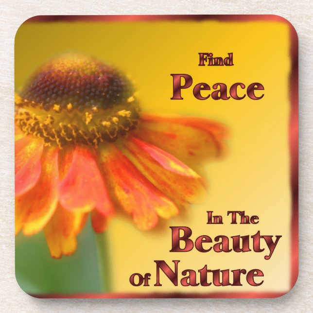 Posavasos Peace Zinnia flor Inspirador de montaña rusa (Frente)
