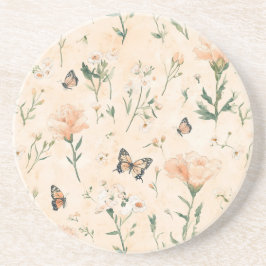 Posavasos Peach Butterflies Floral