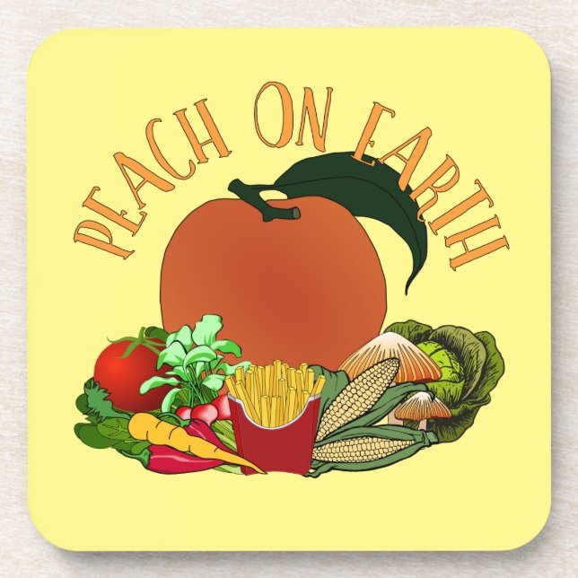 Posavasos Peach on Earth Funny Navidades Pun (Frente)