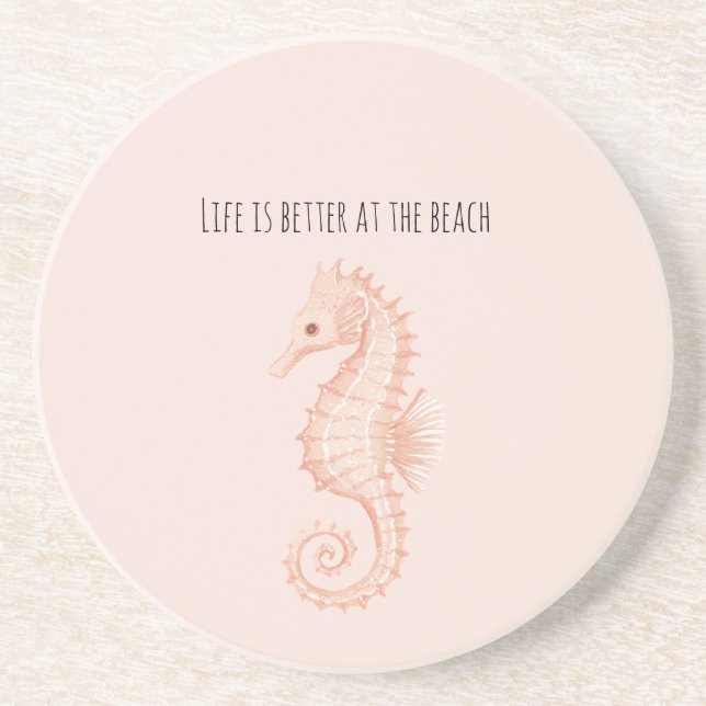 Posavasos Peach Seahorse Better at Beach (Frente)