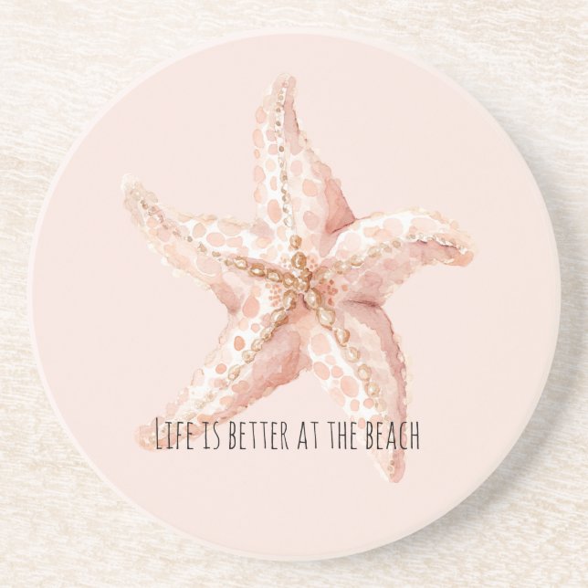 Posavasos Peach Starfish Better at Beach (Frente)