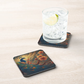 Posavasos Peacock in Blossom Beverage Coaster