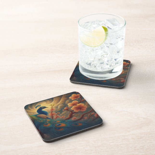 Posavasos Peacock in Blossom Beverage Coaster (Lado Derecho)