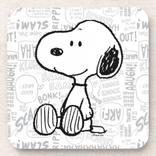 Posavasos PEANUTS   Snoopy on Black White Comics
