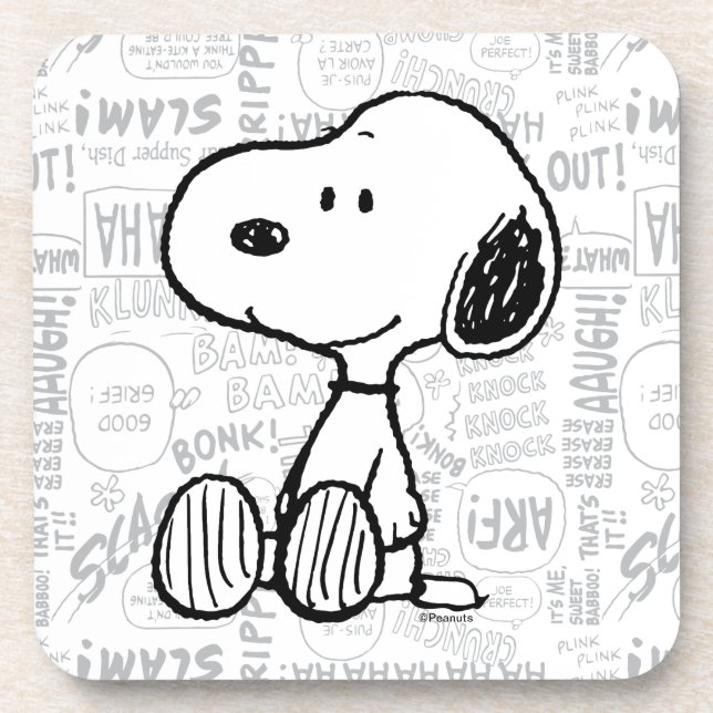 Posavasos PEANUTS | Snoopy on Black White Comics (Frente)