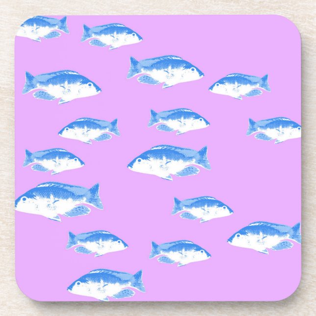 Posavasos Peces azules en lila (Frente)
