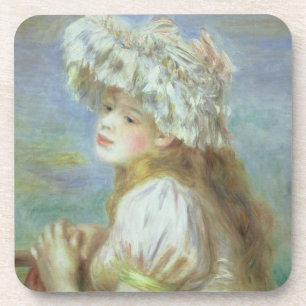 Posavasos Pedro una mujer joven de Renoir el en un gorra