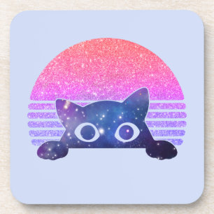 Posavasos Peeking Adorable de Gato Negro - Línea felina