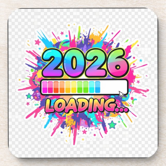 Posavasos Pegatina de barra de progreso 2026 cargando... (Frente)