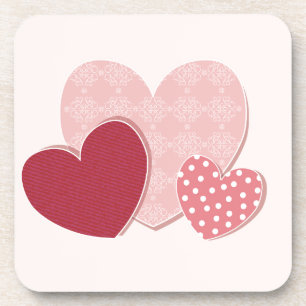 Posavasos Pegatina de papel de los corazones rosados