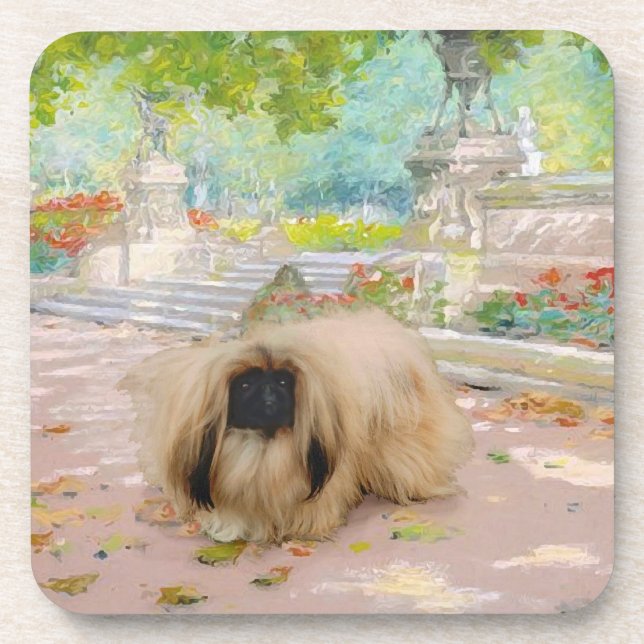 Posavasos Pekingese de miel en ambientes florales (Frente)