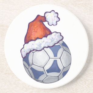 Posavasos Pelota de fútbol azul y blanca en verde